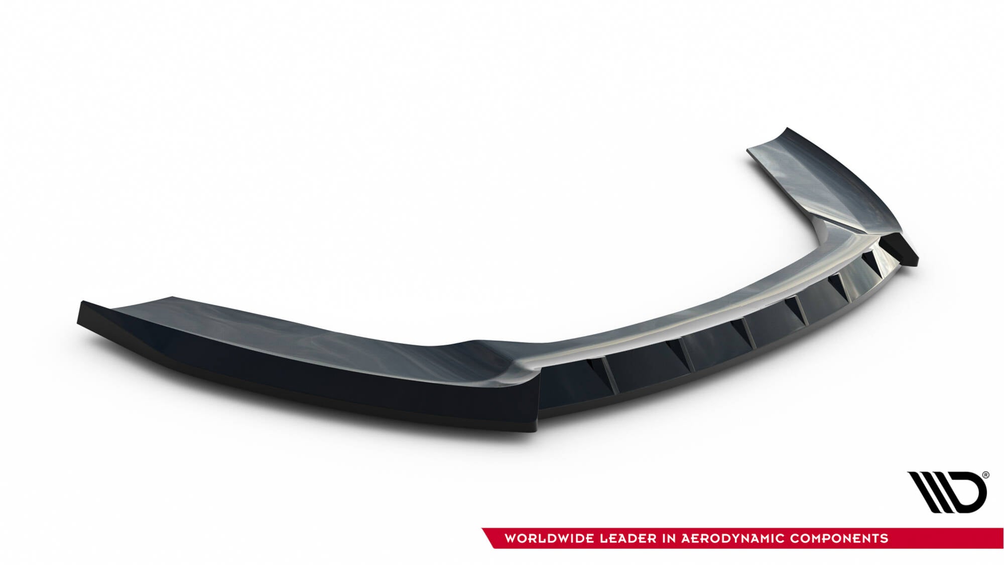 Front splitter for Ford Fiesta St MK7 Facelift V.6 i sort karbonfiber med aerodynamiske finner.