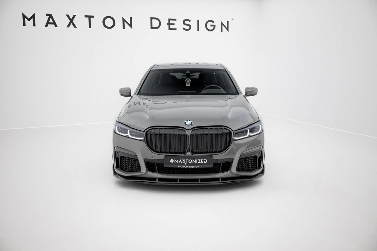 Karbon frontsplitter montert på fronten av BMW 7 M-Pack G11 Facelift