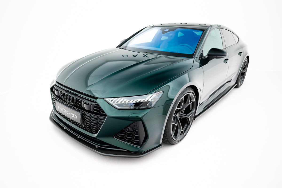 Frontsplitter Audi RS7 C8 montert på nedre del av frontfanger