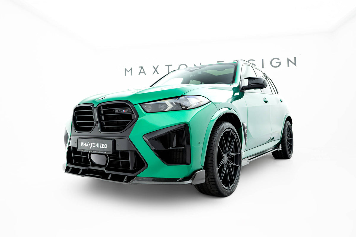 Frontsplitter i prepreg-karbon under frontstøtfangeren på BMW X5 M
