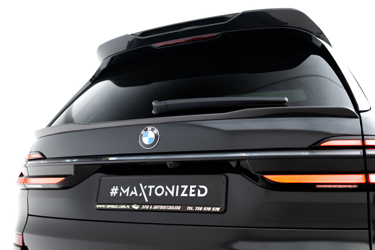Hekkspoiler i prepreg-karbon til BMW X7 M-Pack G07 Facelift sett bakfra