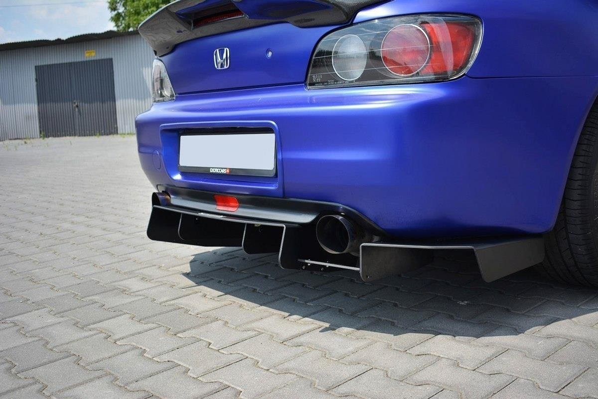 Bakdiffusor til Honda S2000 i strukturert svart ABS-plast sett bakfra