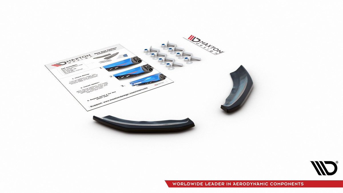 Nærbilde av bakre sideflap i sort ABS-plast for Polo GTI MK6
