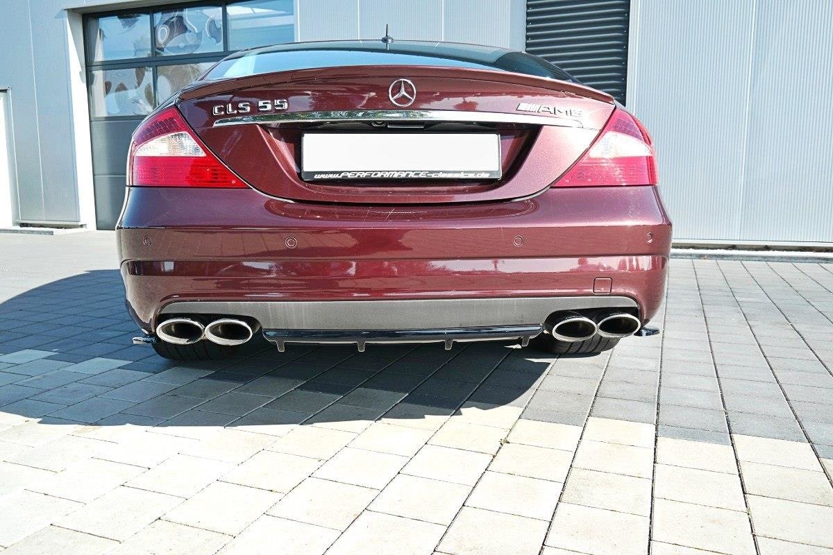 Diffuser til Mercedes CLS 55AMG C219 i blank svart sett bakfra
