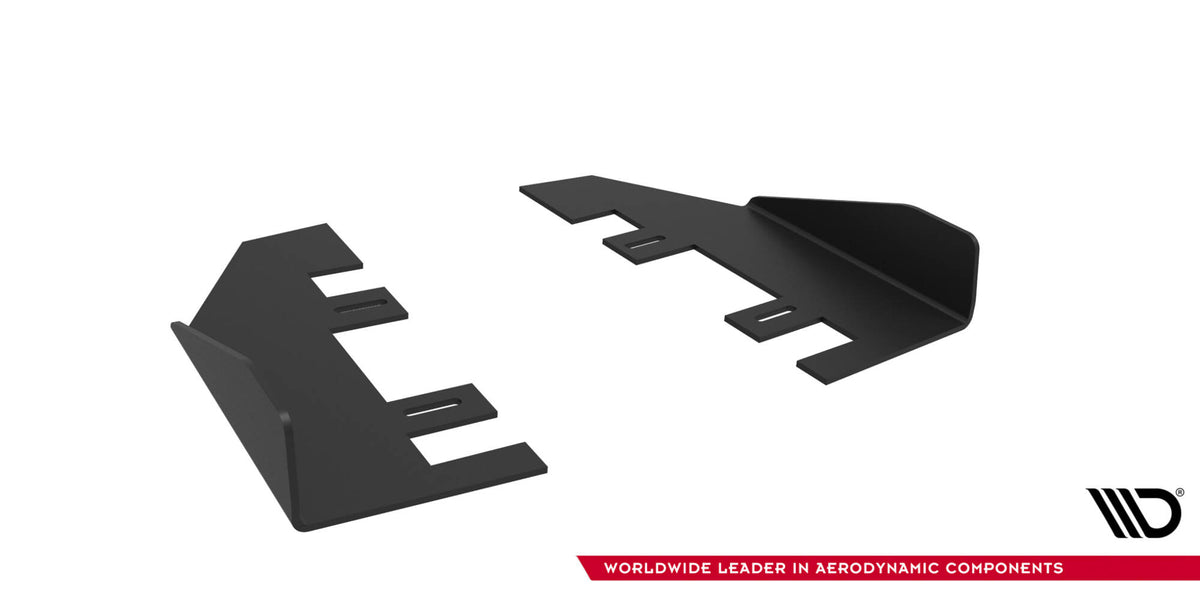 Maxton Design bakre sideflap for Mustang GT med synlig kantfinish i detalj
