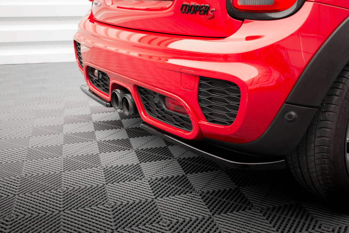 Bakre sidesplittere for Mini Cooper S JCW F56 vist ovenfra i sort finish