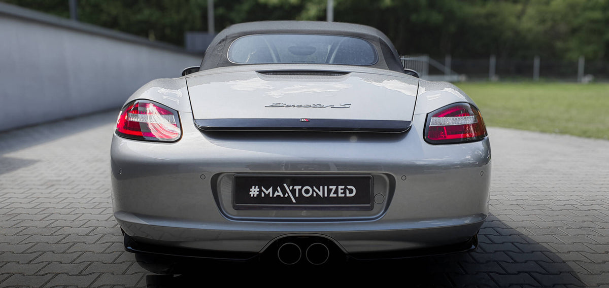Bakre sideflaps til Porsche Boxster 987 vist ovenfra i sort ABS-plast