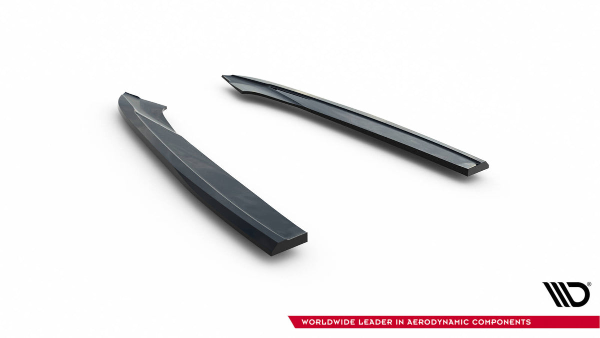 Bakre sideflaps V.3 i sort finish for Audi S6 C7 Facelift sett bakfra