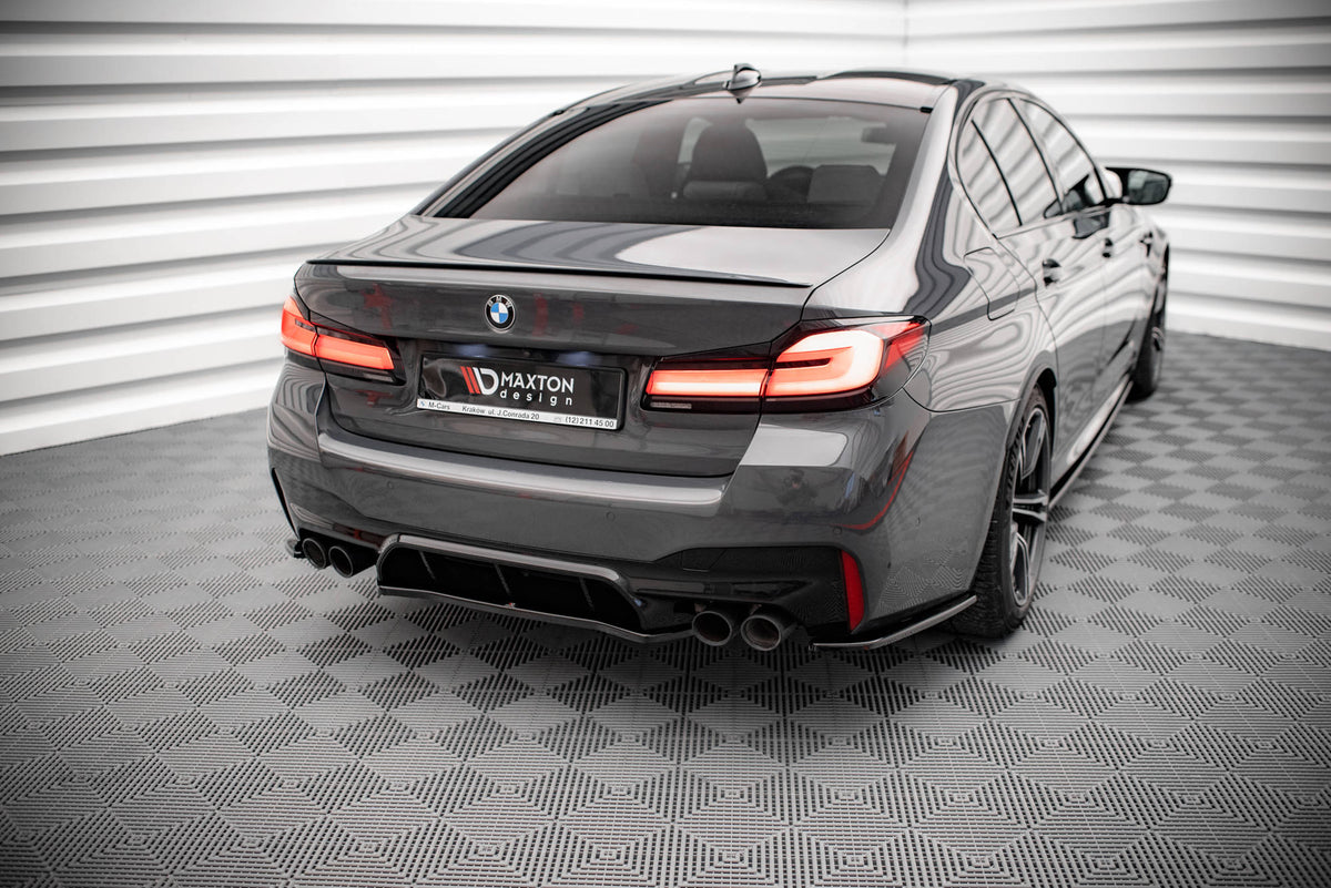 Diffuser til BMW M5 F90 i sort ABS-plast – Maxton Design bakre splitter