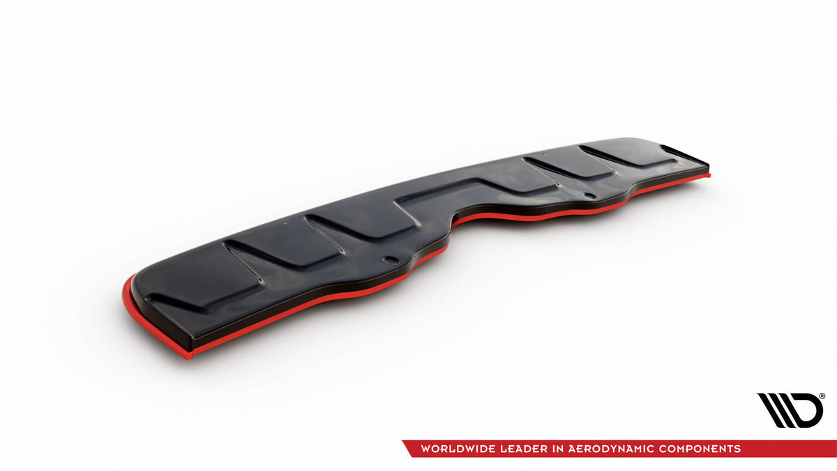 Maxton bakre diffuser til WRX STI vist med festemateriell og stripe
