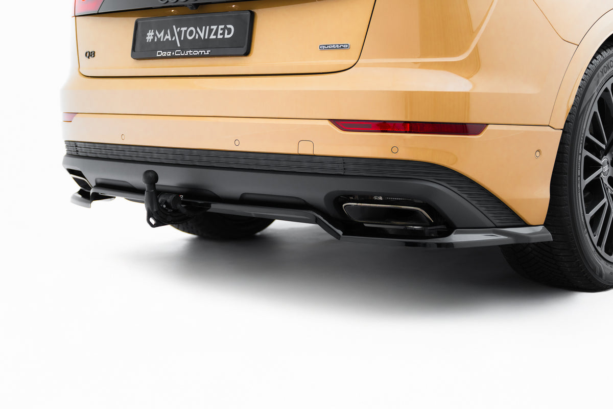 Diffuser med vertikale stenger montert på Audi Q8 MK1 Facelift sett bakfra