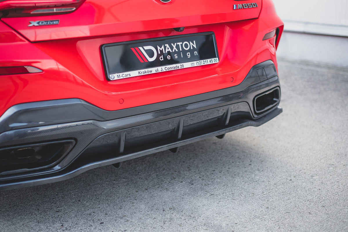 BMW 8-Serie G15 Coupe M-Pakke diffuser sett skrå vinkel under bakstøtfanger — Maxton Design