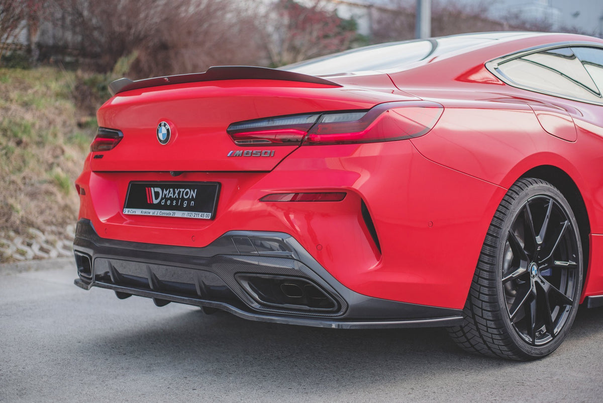 Maxton Design diffuser sett BMW 8-Serie G15 Coupe M-Pakke frontvisning sort ABS