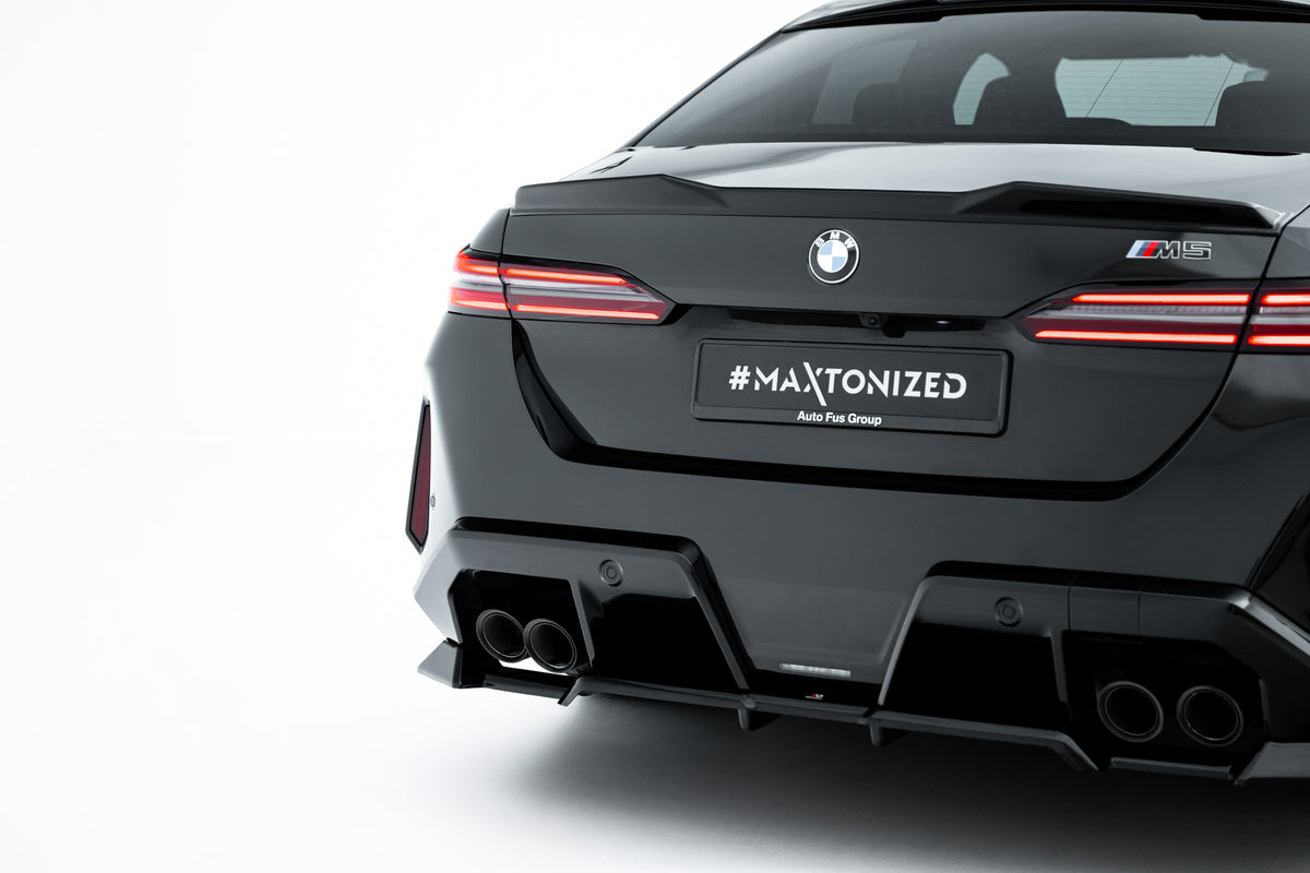 Diffuser BMW M5 G90 Sedan Touring – sett bakfra, sort glansfullt ABS-plast, Maxton Design