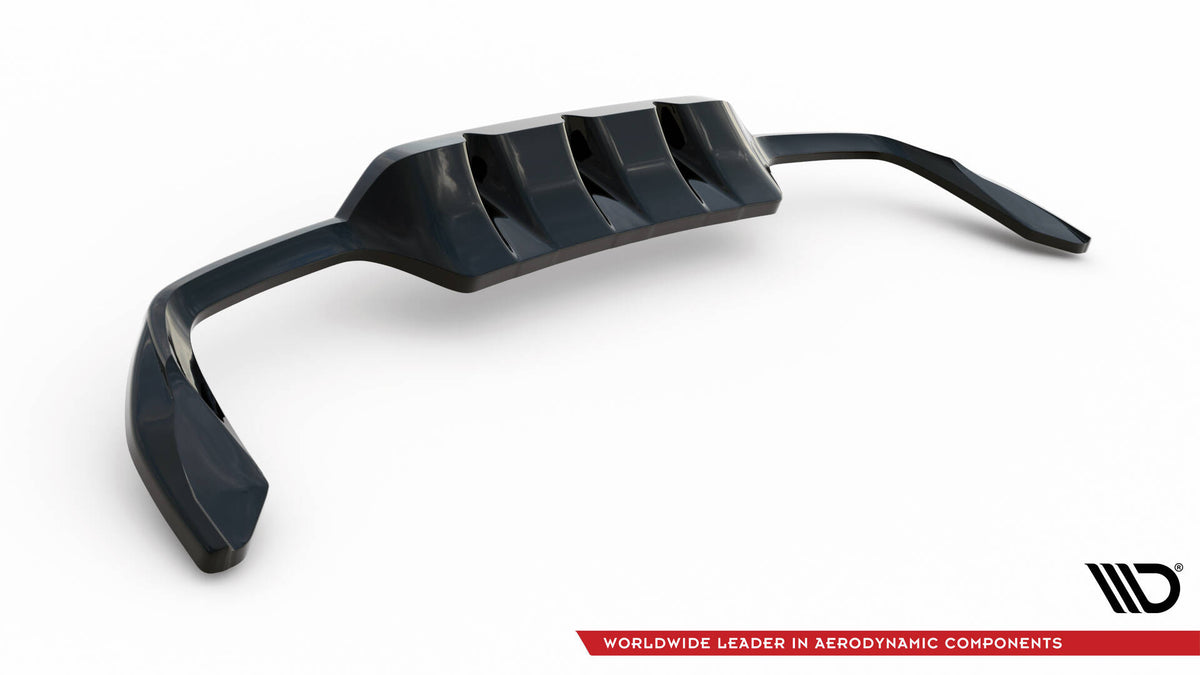 Maxton Design bakre splitter for Cupra Leon Mk1 med hvit dekorstripe, produktbilde