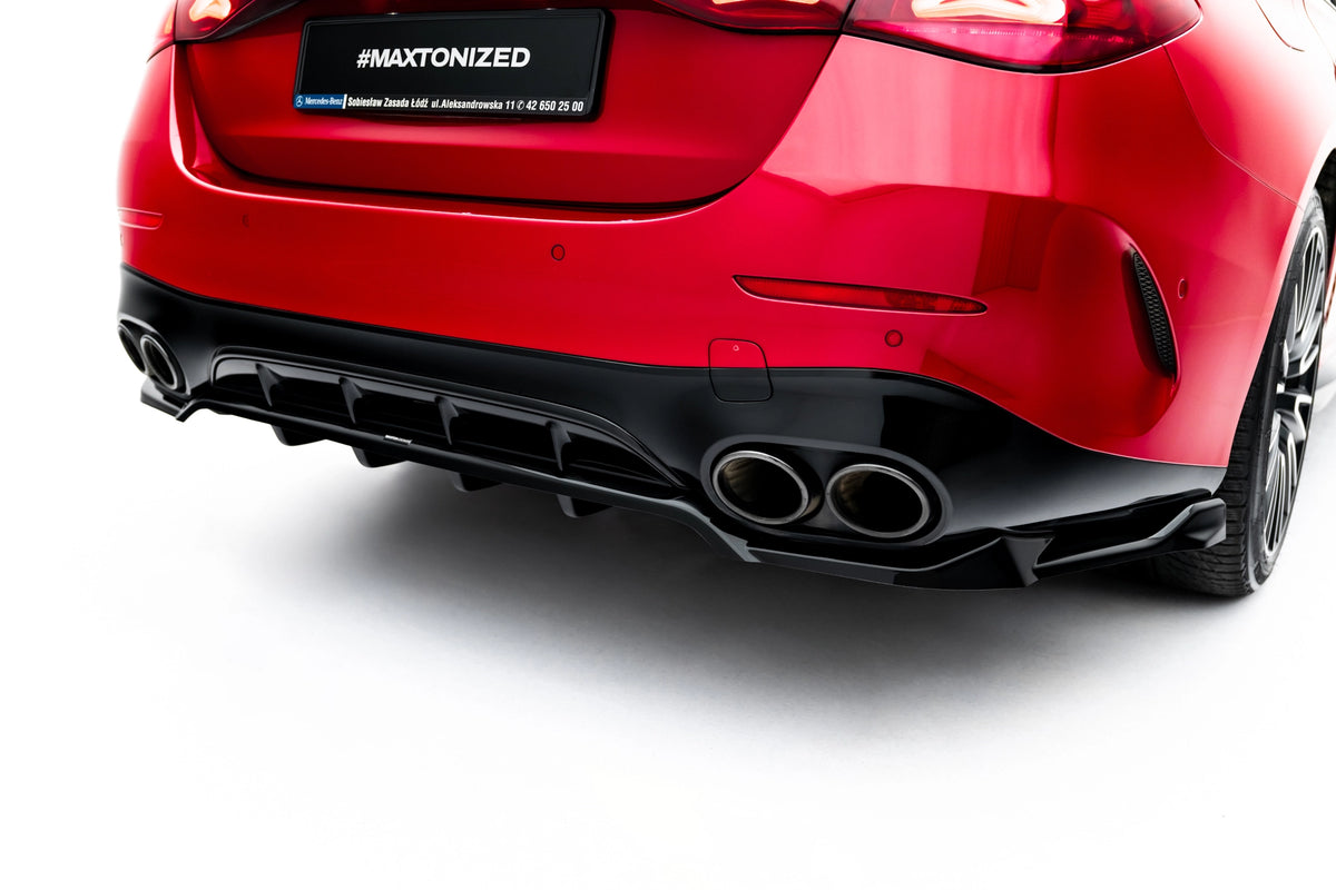 Nærbilde av vertikale ribber på baksplitter til Mercedes-AMG E53 W214