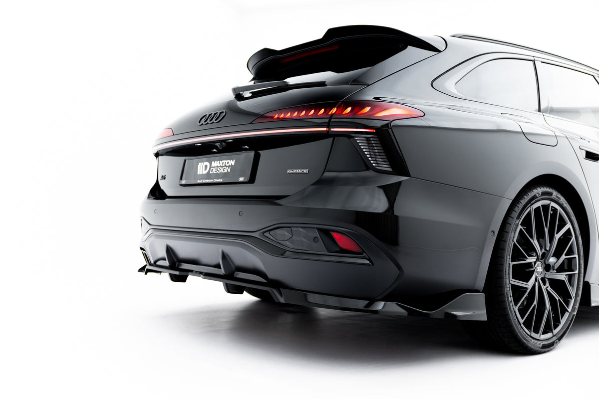 Baksplitter V.2 i blank sort ABS til Audi A6 S-Line C9 sett bakfra