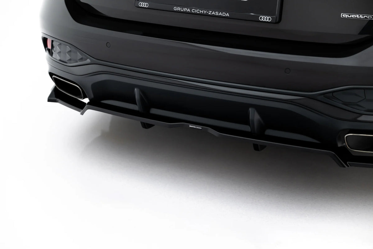 Nærbilde av vertikale ribber på Maxton diffuser til Audi A6 C9