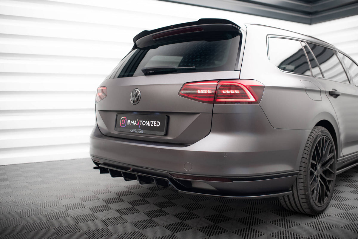 Diffuser med vertikale stenger for VW Passat R-Line B8 sett bakfra