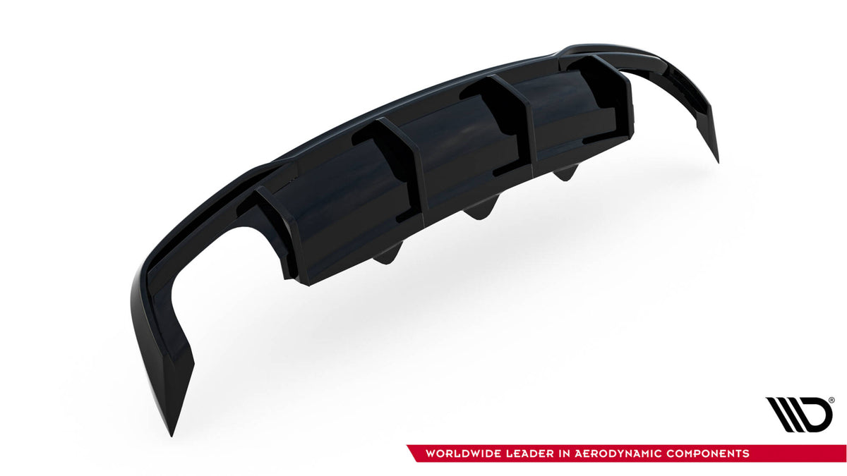 Diffuser for Audi A5 8T Facelift med utsparinger for eksosrør sett ovenfra