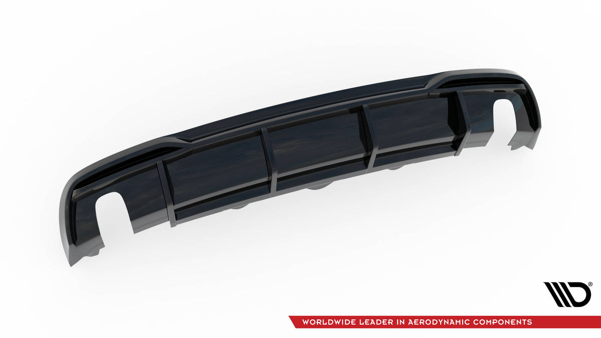 Nærbilde av diffuser V3 med utskjæring for eksosuttak på Audi A5 8T Facelift