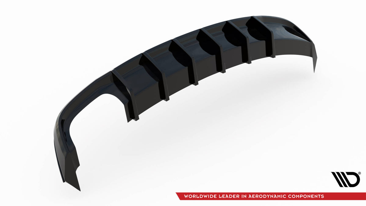 Diffuser for Audi A5 S-Line Facelift med synlig overflatestruktur i sort finish