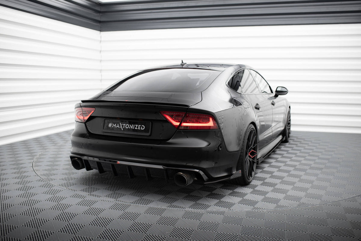 Diffuser til Audi A7 S-Line C7 i strukturert svart sett bakfra