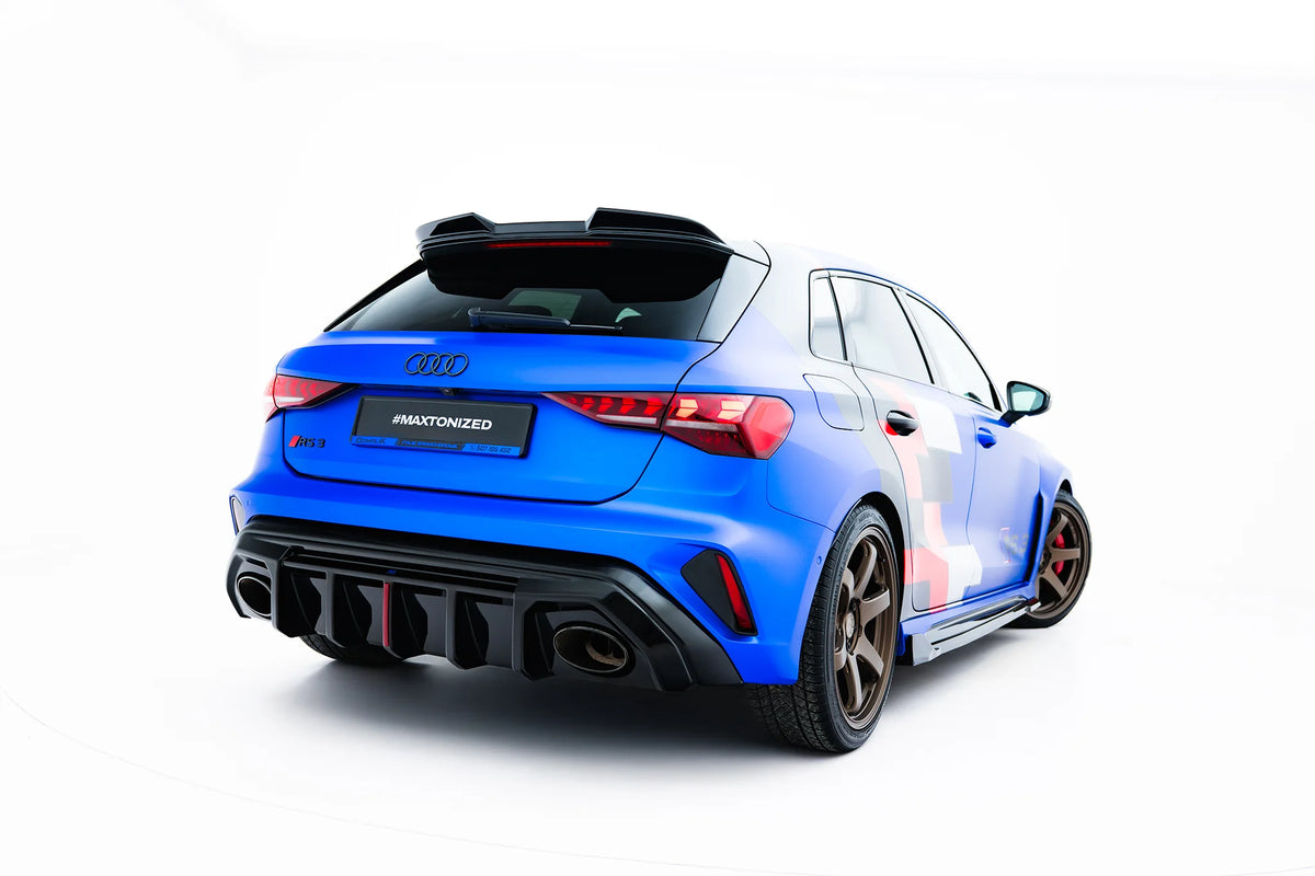 Bakre diffuser til Audi RS3 8Y Sportback Facelift i blank sort ABS-plast
