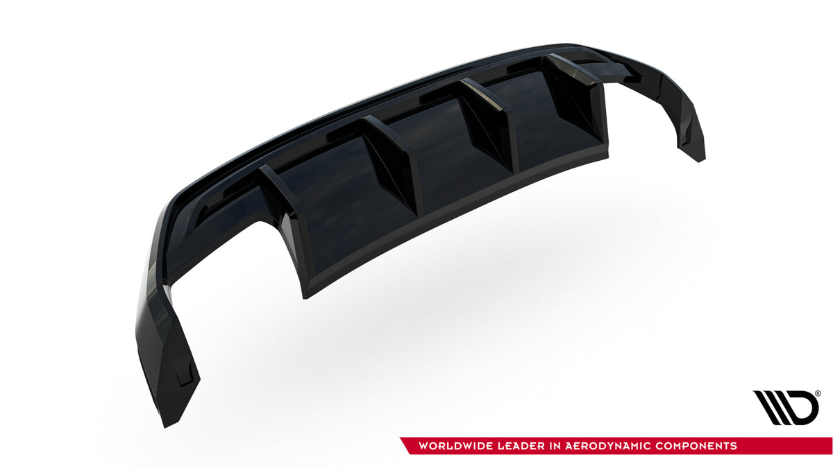 Audi S3 8Y Facelift ABS-diffuser vist forfra med synlige monteringspunkter og aerodynamisk design