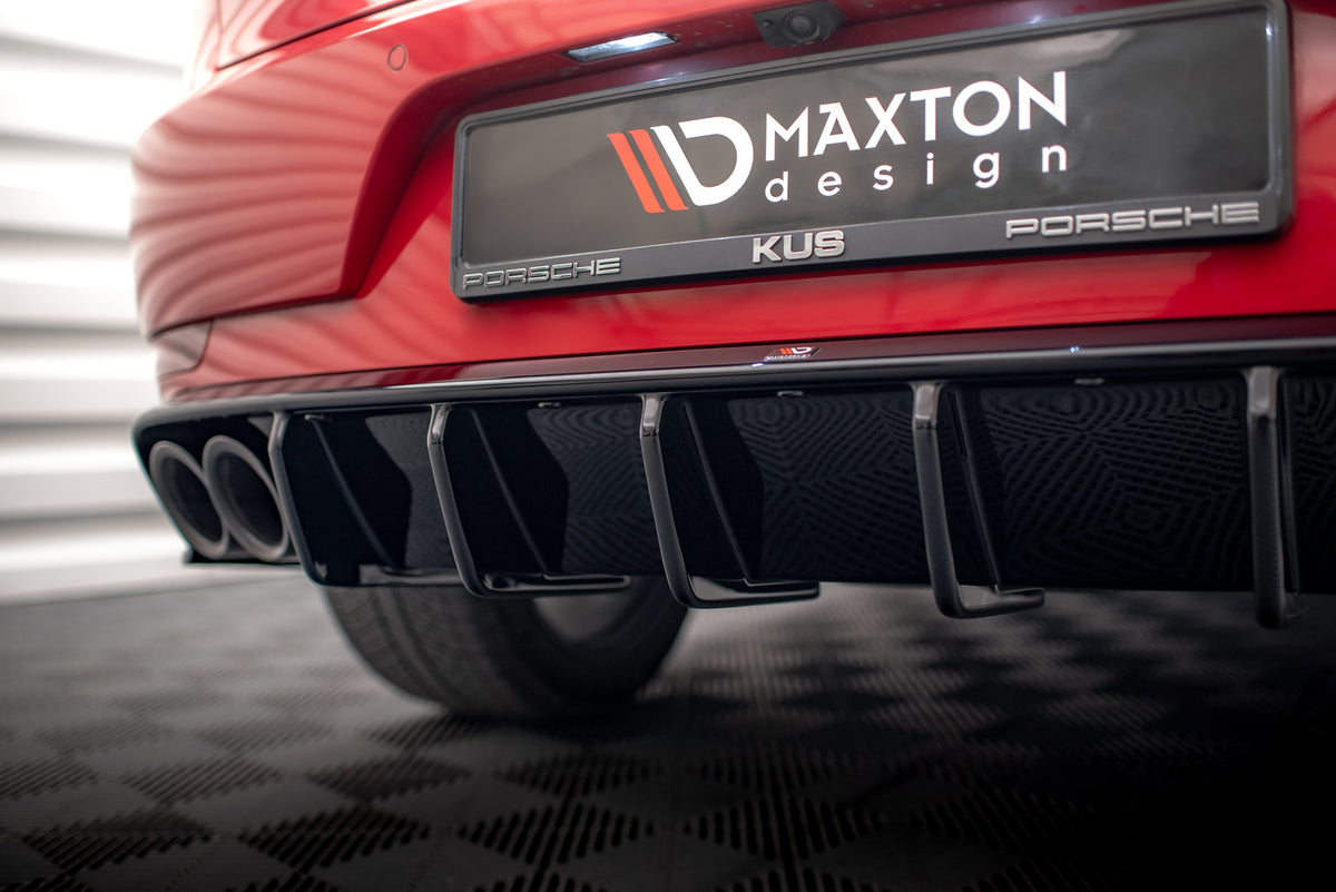 Bakre diffuser for Porsche Macan GTS Sport Design MK1 Facelift sett bakfra i svart ABS