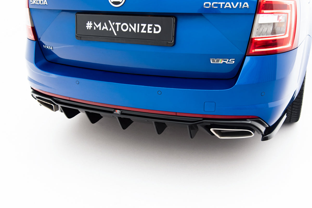 Diffuser V.2 til Skoda Octavia RS MK3 i strukturert svart sett bakfra