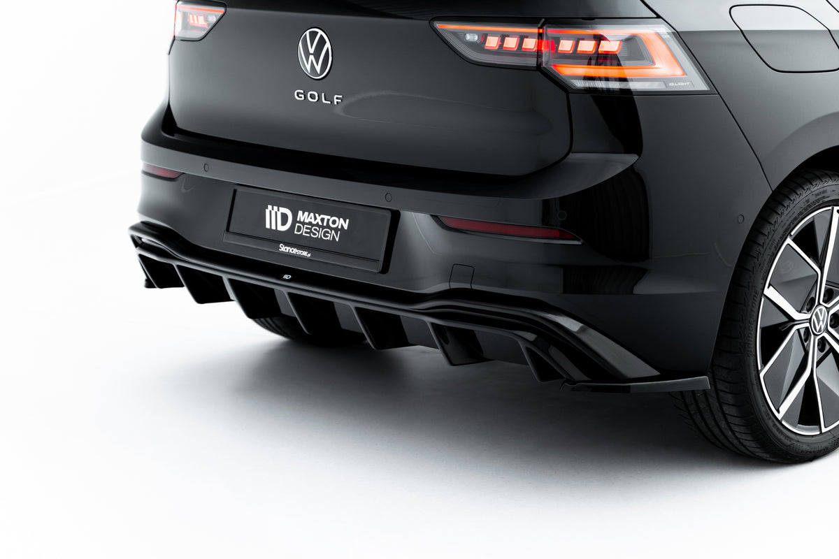 Nærbilde av diffuser i ABS-plast for VW Golf Mk8 Facelift