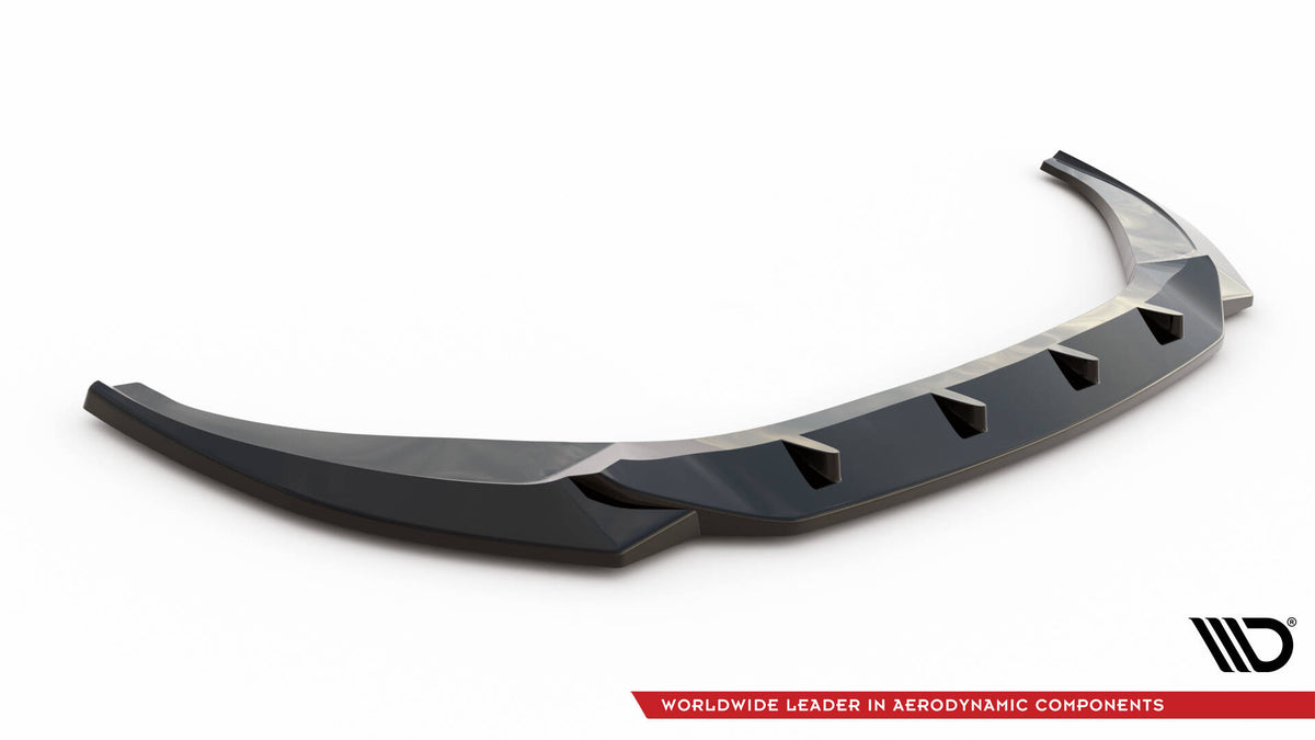 Komplett splittersett på Audi A6 Sedan C8, svart ABS-plast overflate i detalj