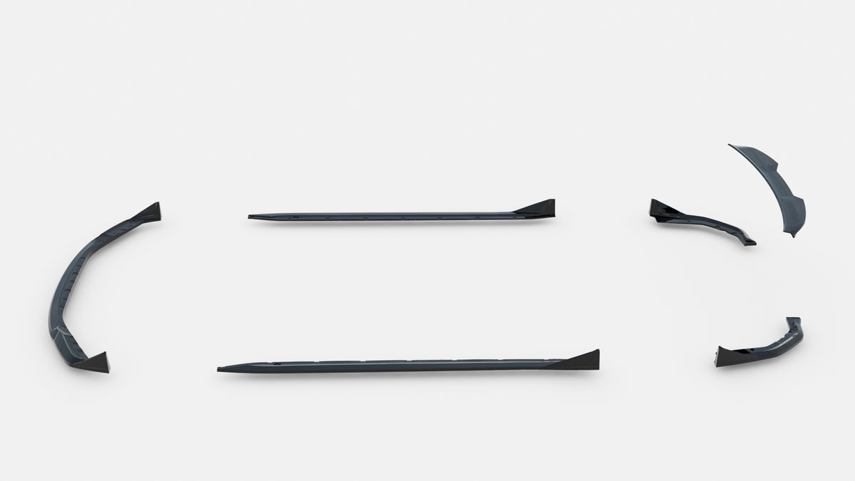 Splittersett for BMW M4 G82 Facelift – alle deler lagt ut samlet med monteringsmateriell