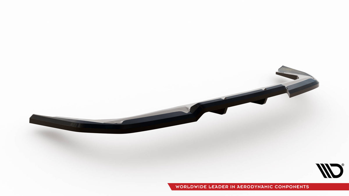 BMW X1 U11 med Maxton Design bakre splitter – nærbilde av matt sort ABS-finish