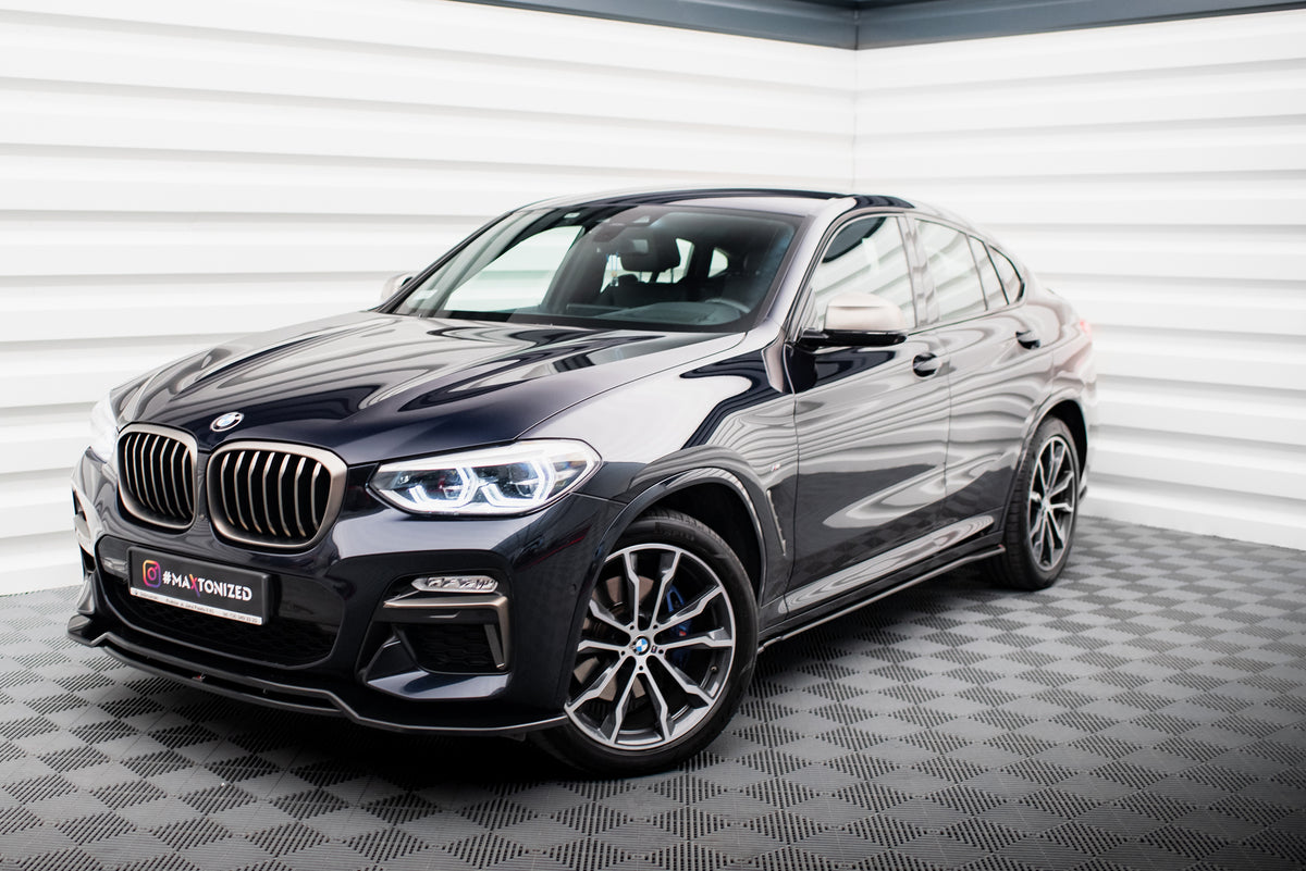 Splittersett BMW X4 G02 M-Pakke montert på bil, sett forfra