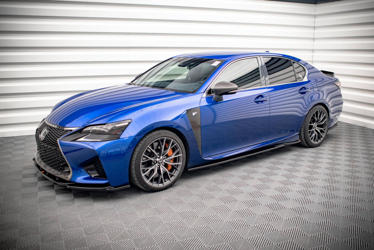 Splittersett til Lexus GS F MK4 Facelift med alle fem deler lagt ut ovenfra