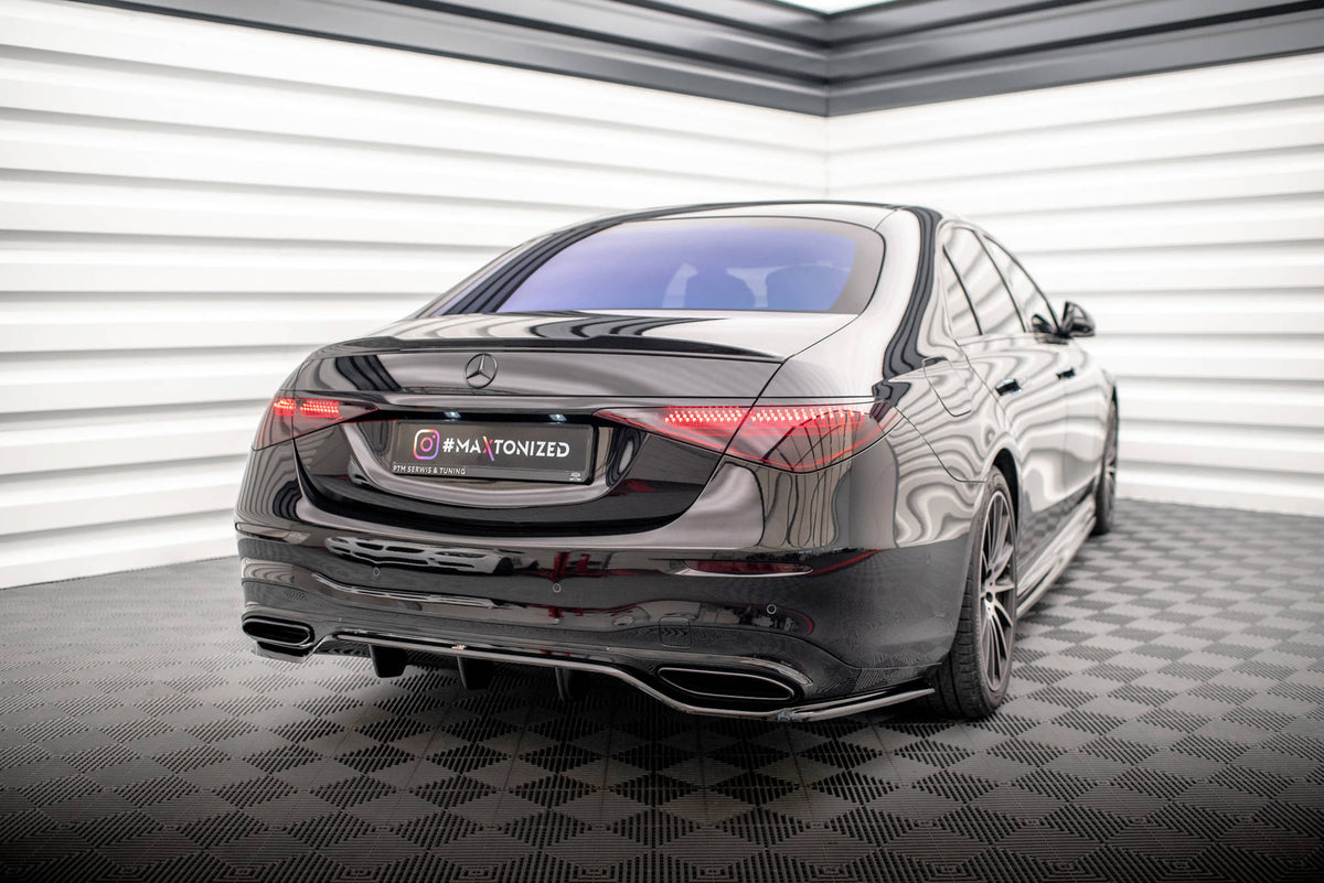 Mercedes W223 AMG-Line med Maxton Design splittersett – sidevinkel
