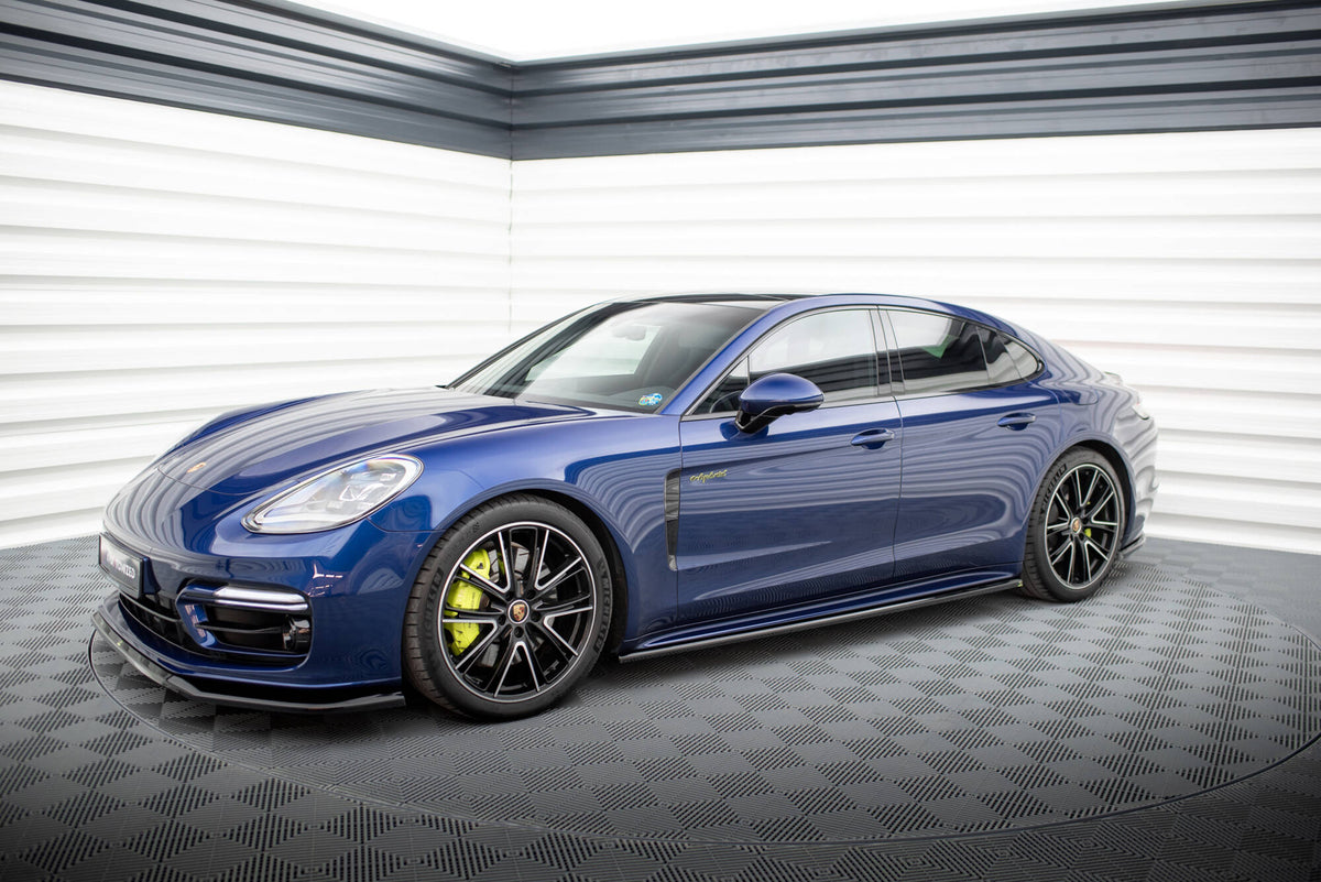 Splittersett til Porsche Panamera E-Hybrid 971 Facelift montert, sort ABS-plast – M-Maxton