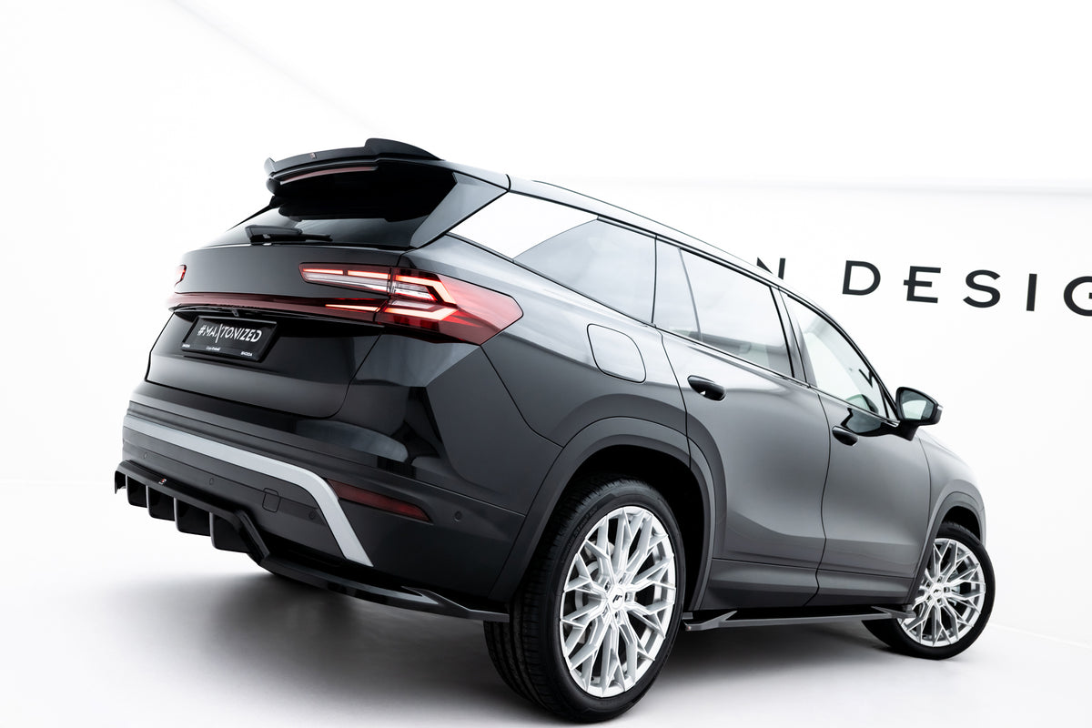 Spoiler cap til Skoda Kodiaq MK2 sett ovenfra, sort overflate