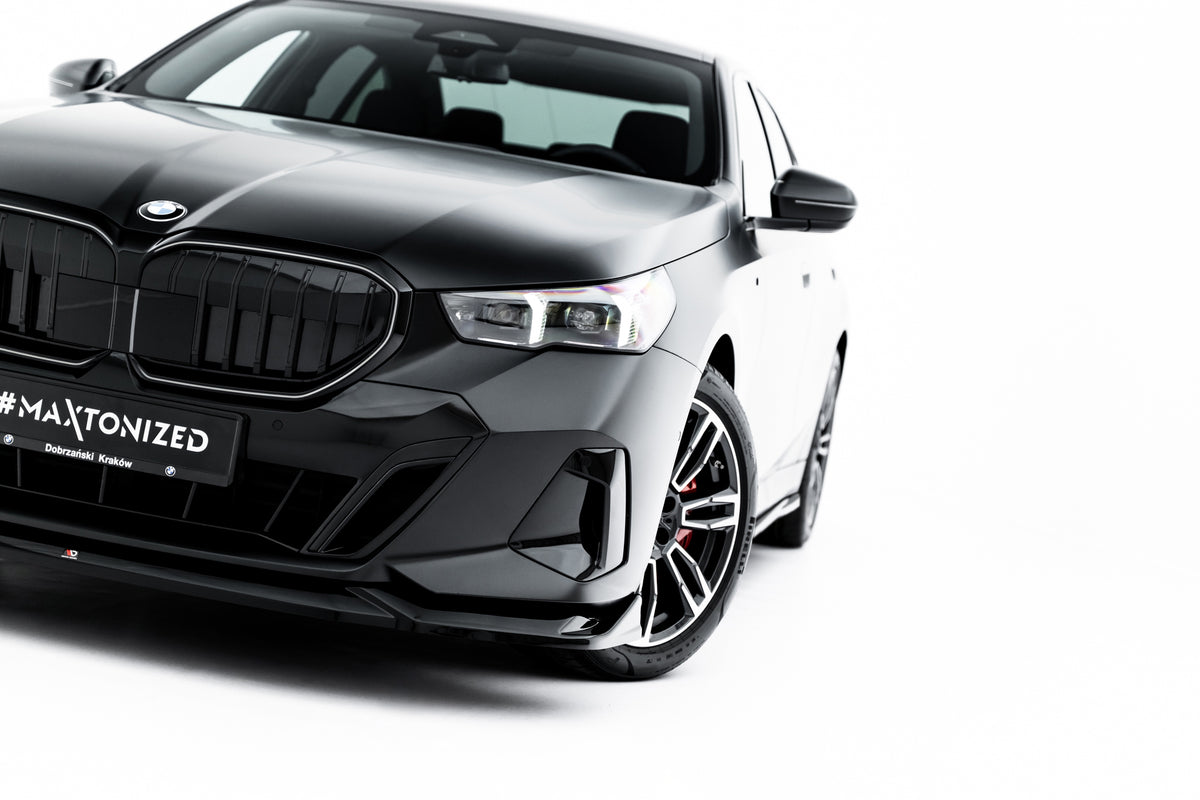 BMW G60 5-Serie M-Pakke splittersett V.2 – diffuser vinkel nedenfra svart ABS-plast