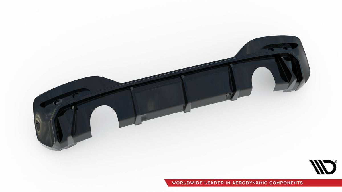 Splittersett BMW M140i F20 Facelift V.2 sett bakfra med synlig diffuserdesign