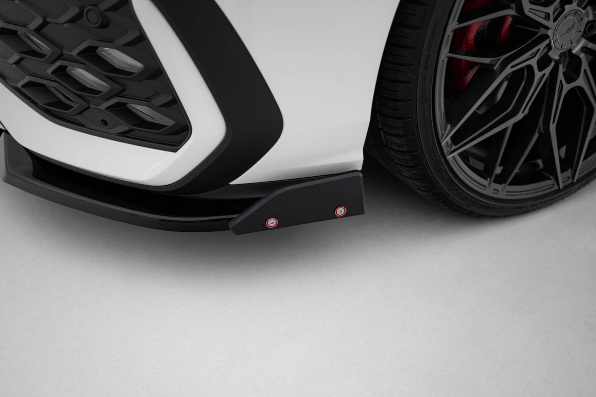 Splittersett V.2 for VW Golf 8 GTI Facelift – detalj av materialtykkelse og bøyning