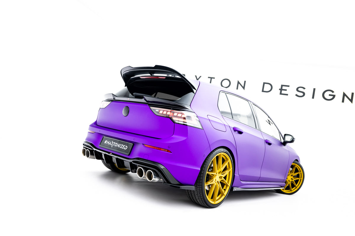 Splittersett V.6 for VW Golf 8 R Facelift – detalj av aerodynamisk profil sett fra siden