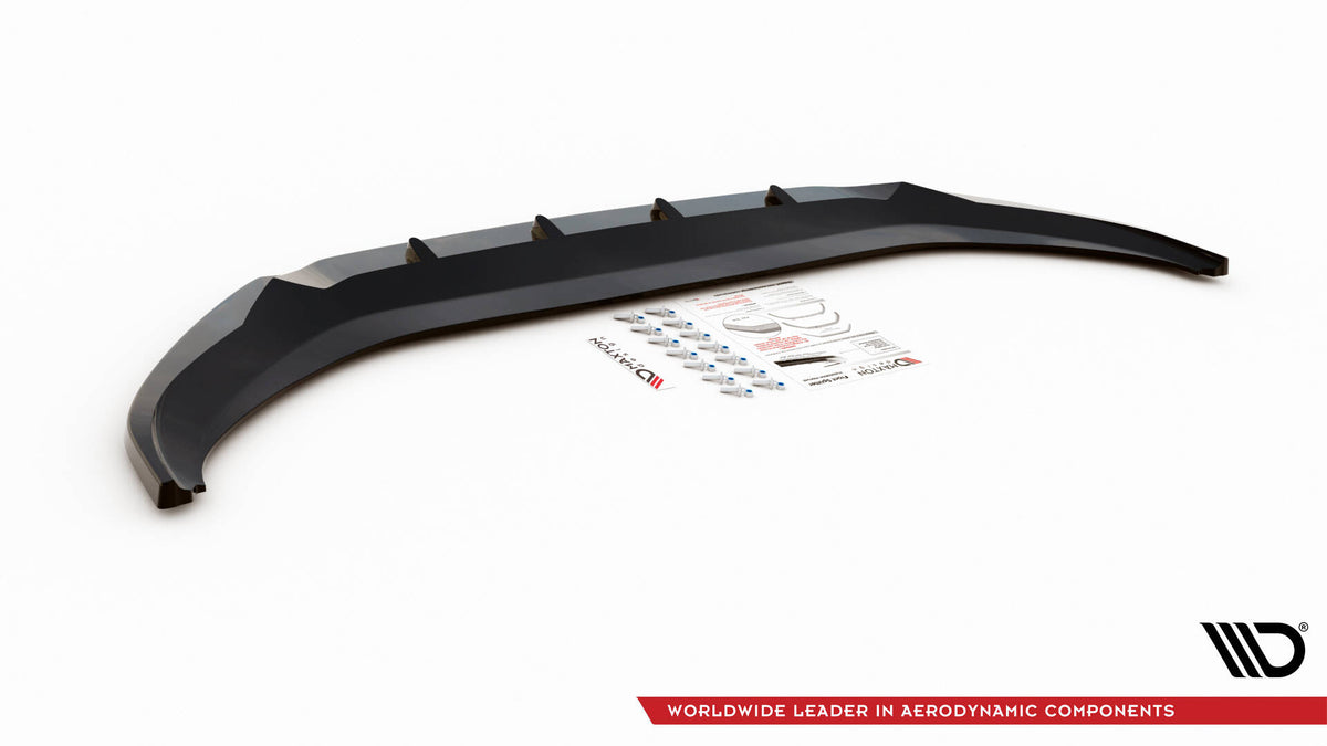 Bakfra visning av M-Maxton splittersett for VW Caddy Mk5, viser bakre diffuser og monteringspunkter