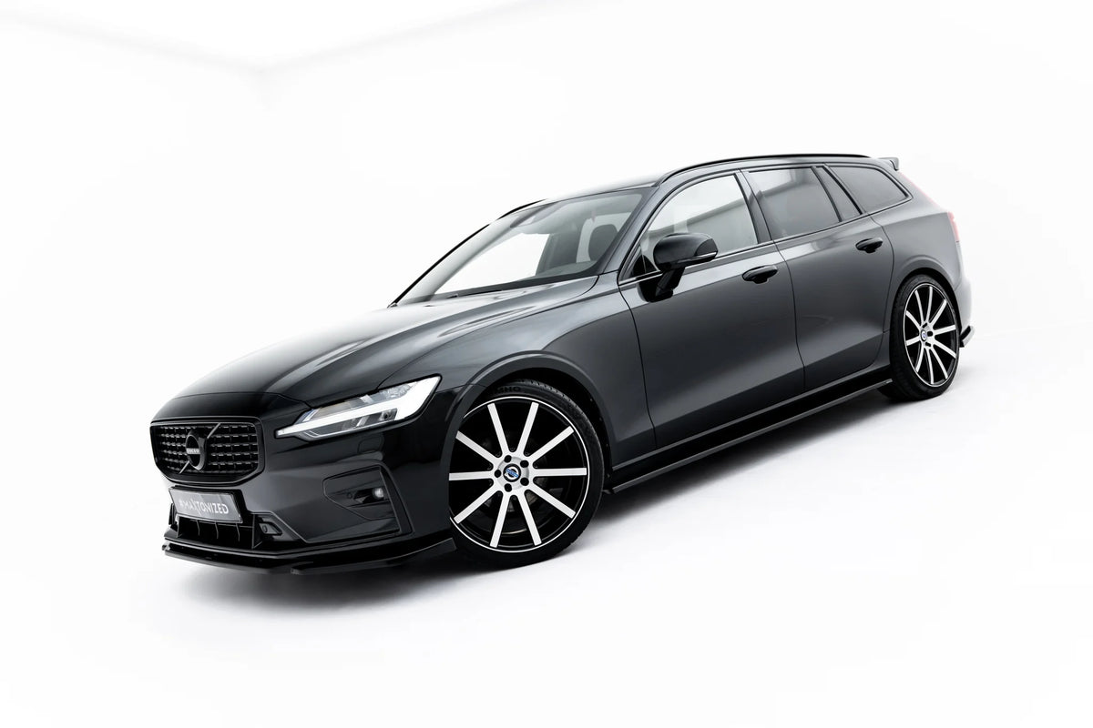 Splittersett fra Maxton Design til Volvo V60 R-Design Mk3 i blank sort ABS