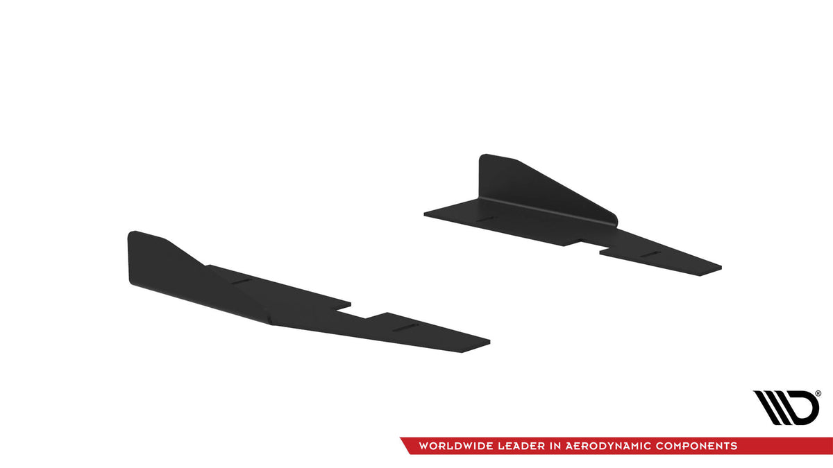 Kia Stinger Mk1 sideflaps vist ovenfra med blank svart overflate
