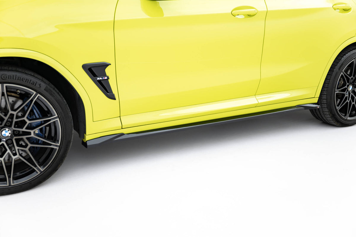 Sideskjørt diffusers til BMW X4M F98 Facelift i blank sort ABS