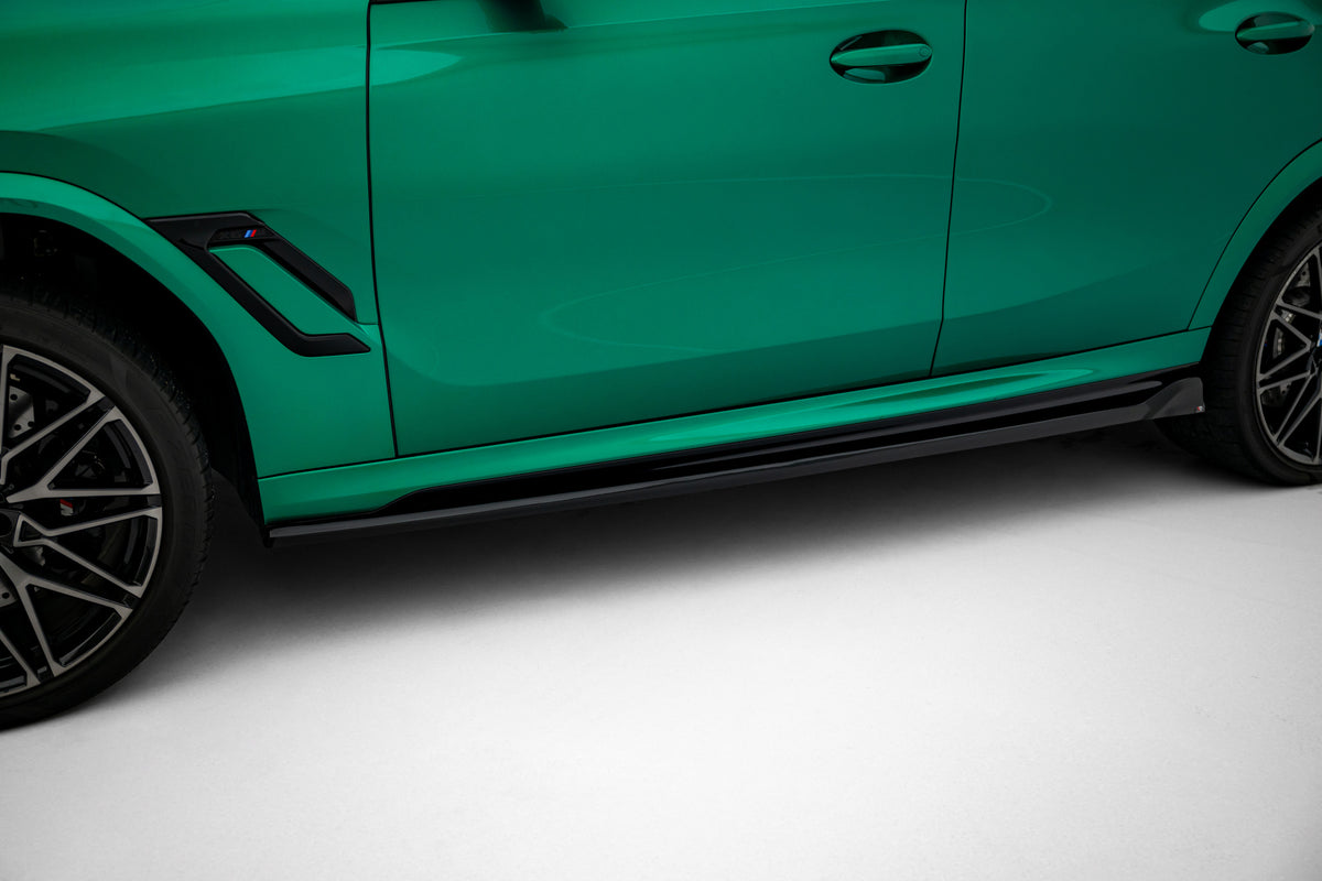 Sideskjørt diffusers til BMW X6 M F96 Facelift i blank sort ABS