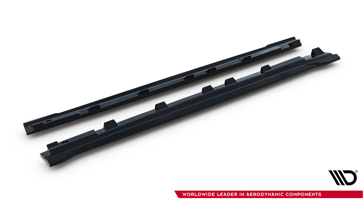 Sideskjørt for Mercedes GLS X167 AMG-Line Facelift fotografert skrått bakfra som viser aerodynamisk design
